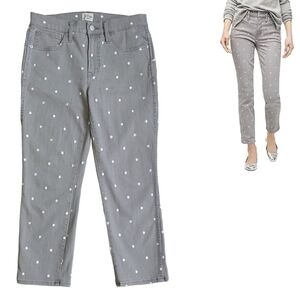 J. Crew Gray White Polka Dot Vintage Straight Ankle Jeans AB288 PETITE